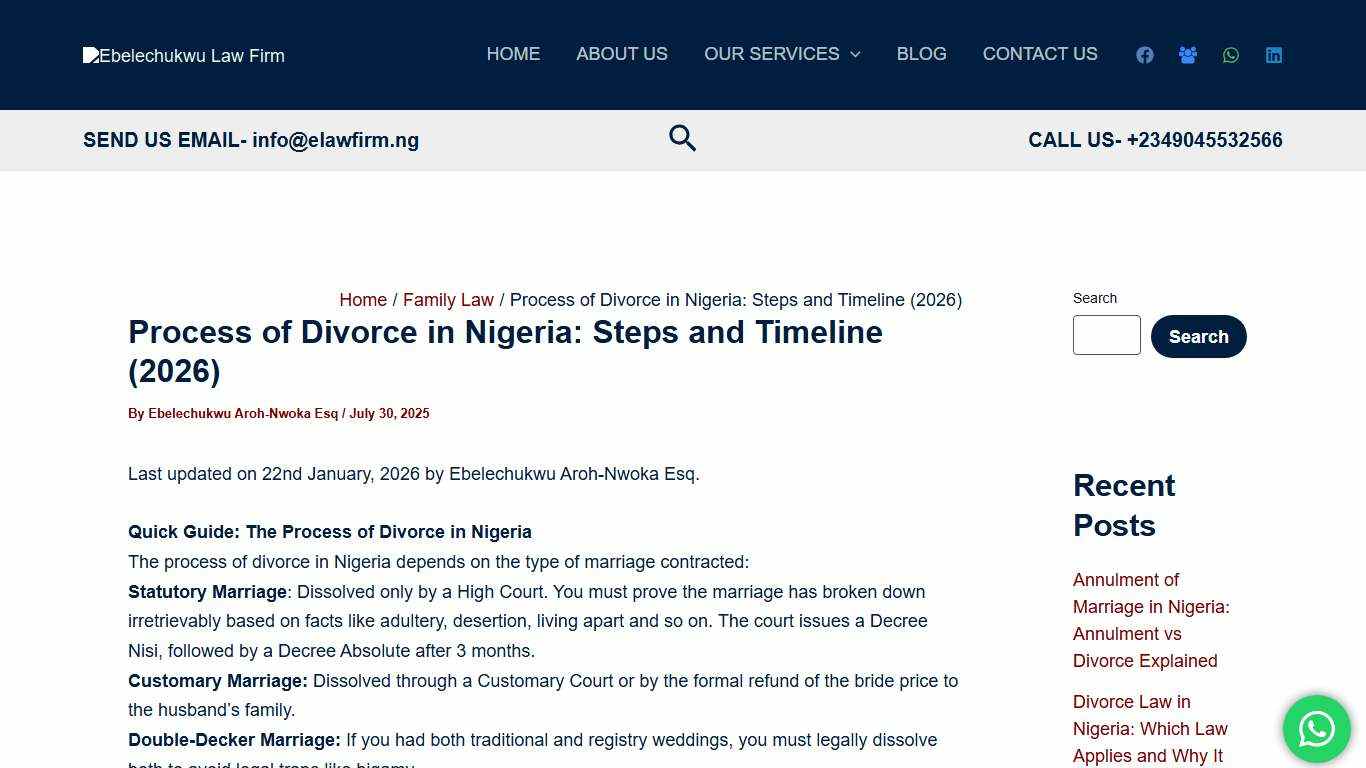 Process of Divorce in Nigeria: Steps and Timeline (2026) - Ebelechukwu Law Firm