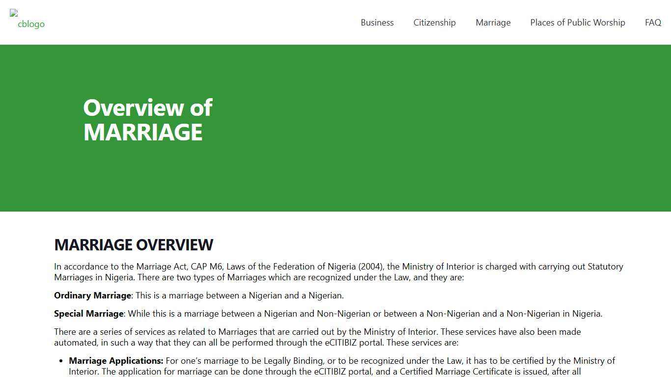 MARRIAGE - Citizenship and Business Department