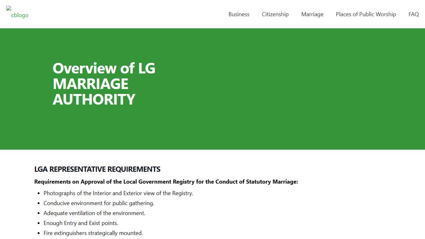 LGA MARRIAGE AUTHORITY - Citizenship and Business Department